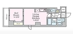 アイルグランデ亀戸 1LDKの間取図画像