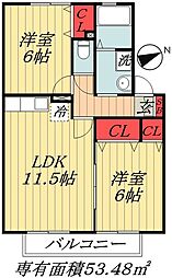 東京メトロ東西線 妙典駅 徒歩11分の賃貸アパート 1階2LDKの間取り