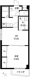 サンセゾン1 1LDKの間取図画像