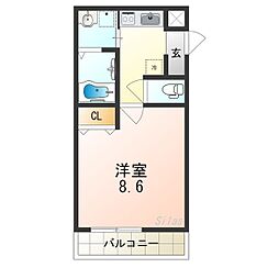 フジパレス堺鳳南 1Kの間取図画像