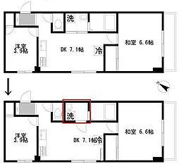 ドメス稲田堤ビル 4階2DKの間取り