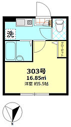 タックフォレスト四ツ木 3階1Kの間取り
