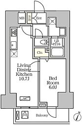 コートレジデンス南大塚 8階1LDKの間取り