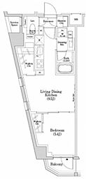 ザ・パークハビオSOHO市谷左内町 1LDKの間取図画像