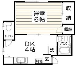 第6セドロ 2階1DKの間取り
