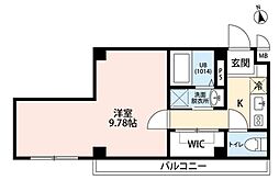 リリエンハイム2 1Kの間取図画像