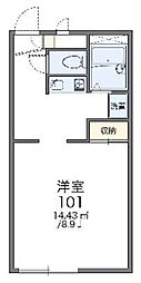 レオパレスグロリアス2 1Kの間取図画像