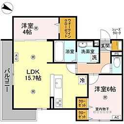 aisance千里丘 2LDKの間取図画像