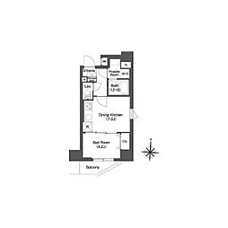 コンフォリア南千住 6階1DKの間取り