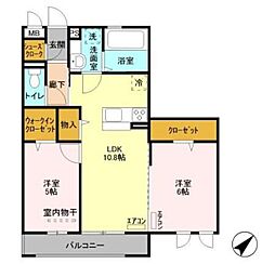 クレストヒル 2LDKの間取図画像