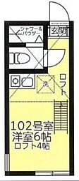 ユナイト桜本キップリング ワンルームの間取図画像