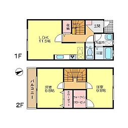 セレッソA 1階2LDKの間取り