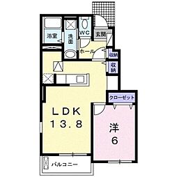 グランディールK・K2 1LDKの間取図画像