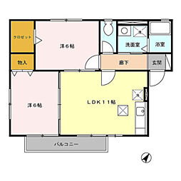 京王相模原線 多摩境駅 徒歩13分の賃貸アパート 1階2LDKの間取り