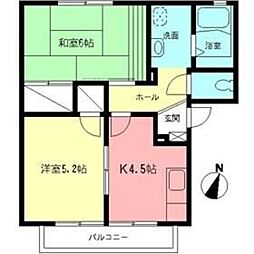 エレガンスハイム 2Kの間取図画像