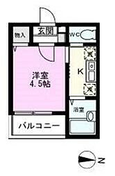 メルディア柴又B 2階1Kの間取り