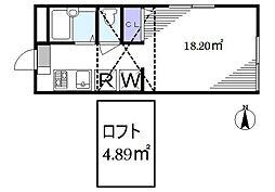 プルメリア中野 1階1Kの間取り