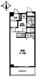 ゼフィルス 1Kの間取図画像