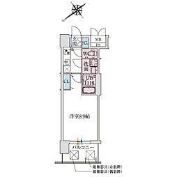 スプランディッド堺東III 1Kの間取図画像