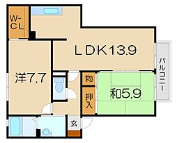 フォーレスKB棟 2LDKの間取図画像