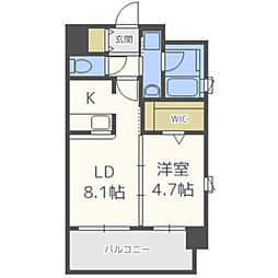 エンクレスト天神ステージ 1LDKの間取図画像