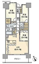 アトラス加賀 11階3LDKの間取り