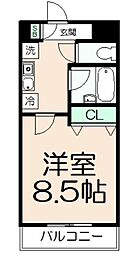ルピナス10 1階1Kの間取り