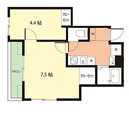 アリロッセ東日暮里 2Kの間取図画像