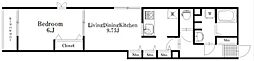 ウエストキャナル南砂 1LDKの間取図画像