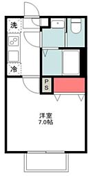 アンソレイエ園生 2階1Kの間取り