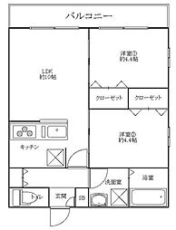 センチュリーオークB棟 2LDKの間取図画像