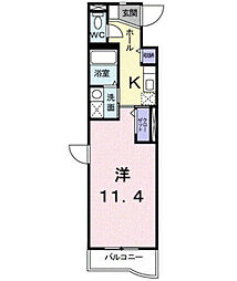 ドゥーメゾン 1Kの間取図画像