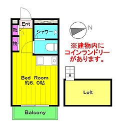 パーセク稲田堤 ワンルームの間取図画像