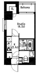 エスティメゾン戸越 1Kの間取図画像