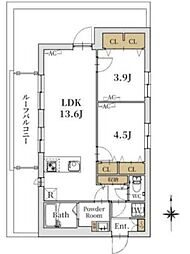 クリスタルコート大山金井町 2LDKの間取図画像
