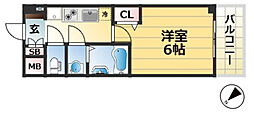 プレサンス神戸マリエント 1Kの間取図画像