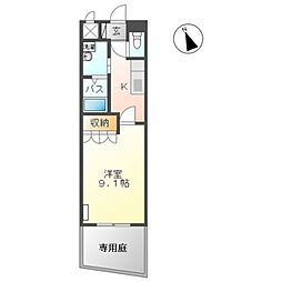 グレイス香陽 1Kの間取図画像