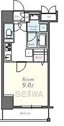 コンパル汐留 1Kの間取図画像