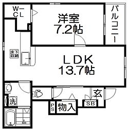 フィオーレ 1LDKの間取図画像