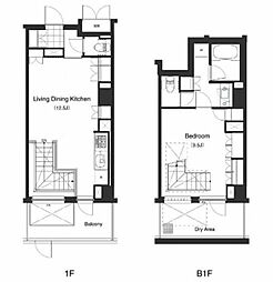 プライムアーバン本駒込 地下1階1LDKの間取り