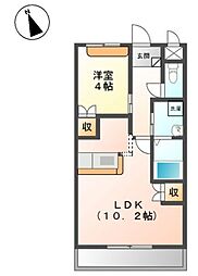 オーピュール 2階1LDKの間取り