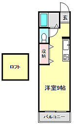 ピーベリーハウス ワンルームの間取図画像