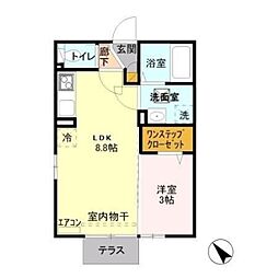 エリンコート 1LDKの間取図画像