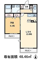 メゾンK2 3階1LDKの間取り