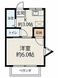 メゾンフジ 1Kの間取図画像