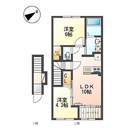 スカイセレーネ 2LDKの間取図画像
