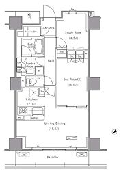 パークアクシス豊洲 13階1SLDKの間取り