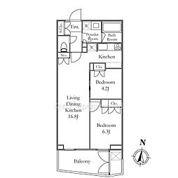 代々木参宮橋テラス 2階2LDKの間取り