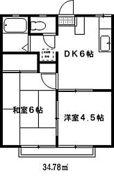 エステートピアサンマーチ 2DKの間取図画像