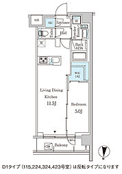 ジオエント中野弥生町 3階1LDKの間取り